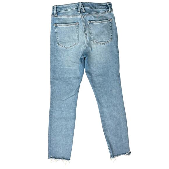 Good American Good Legs Crop Blue665 Light Wash Raw Hem Skinny Jeans size 4 / 27 - Picture 7 of 9